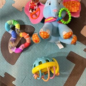 Colorful Elephant Plush Toy with Rattle and Teether